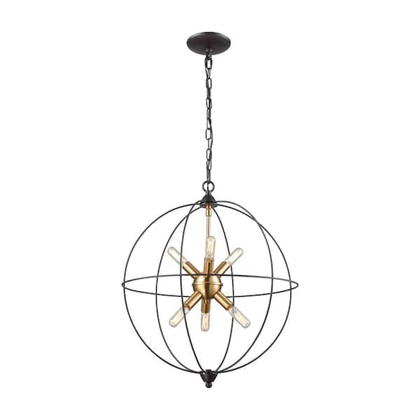 Titan Lighting Loftin 6-Light Oil Rubbed Bronze with Satin Brass Accents Chandelier