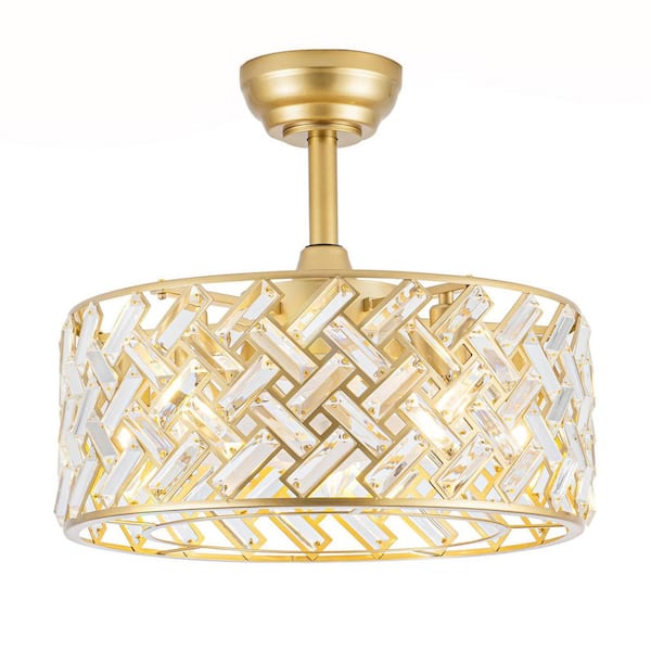 18 in. Gold Metal Housing and White ABS Blades Downrod Mount Ceiling Fan and Remote Control (Bulbs not included)