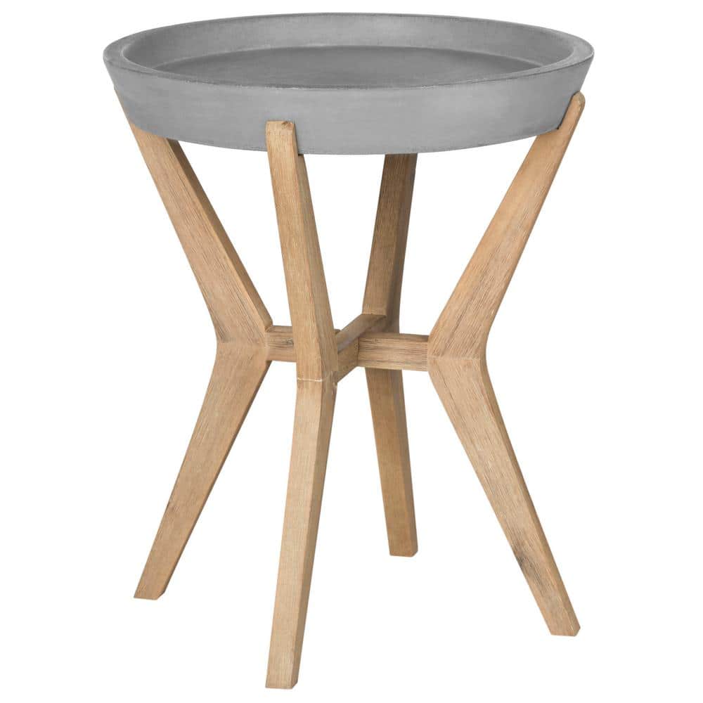 Celeste Dark Grey and Natural Concrete Round End Table