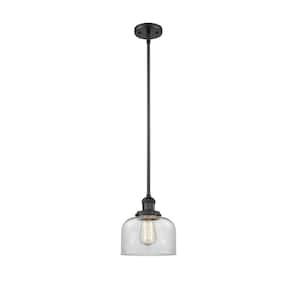 Bell 1-Light Matte Black Bowl Pendant Light with Clear Glass Shade