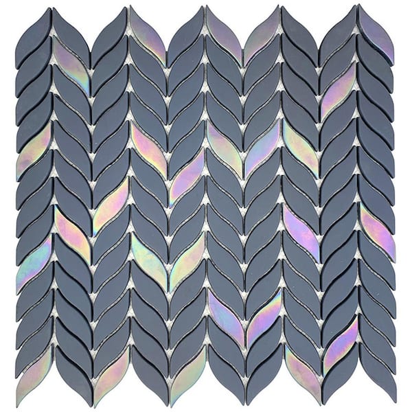 Alabaster Anchor Gray 4 in. x 5 in. Recycled Glass Floor and Wall Mosaic Tile Sample