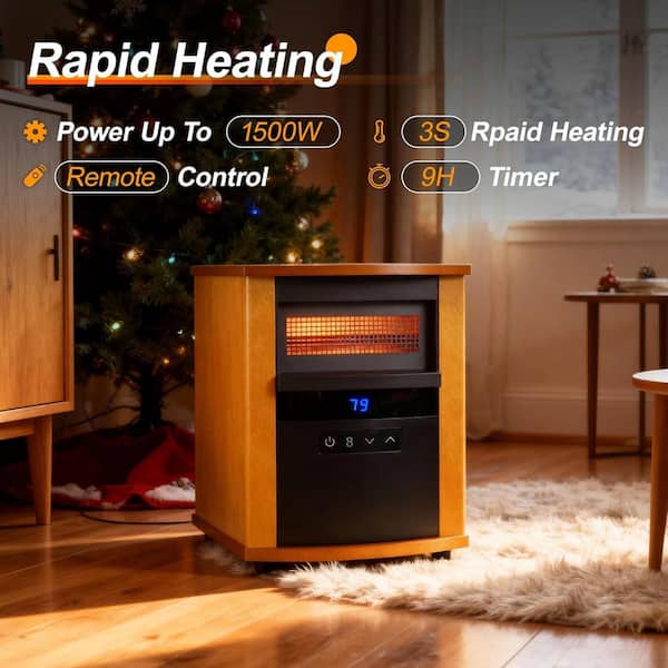 10.6 in. 1500W Infrared Electric Baseboard Heater, Quartz Heating Remote Control Timer, Overheat and Tip-Over Protection