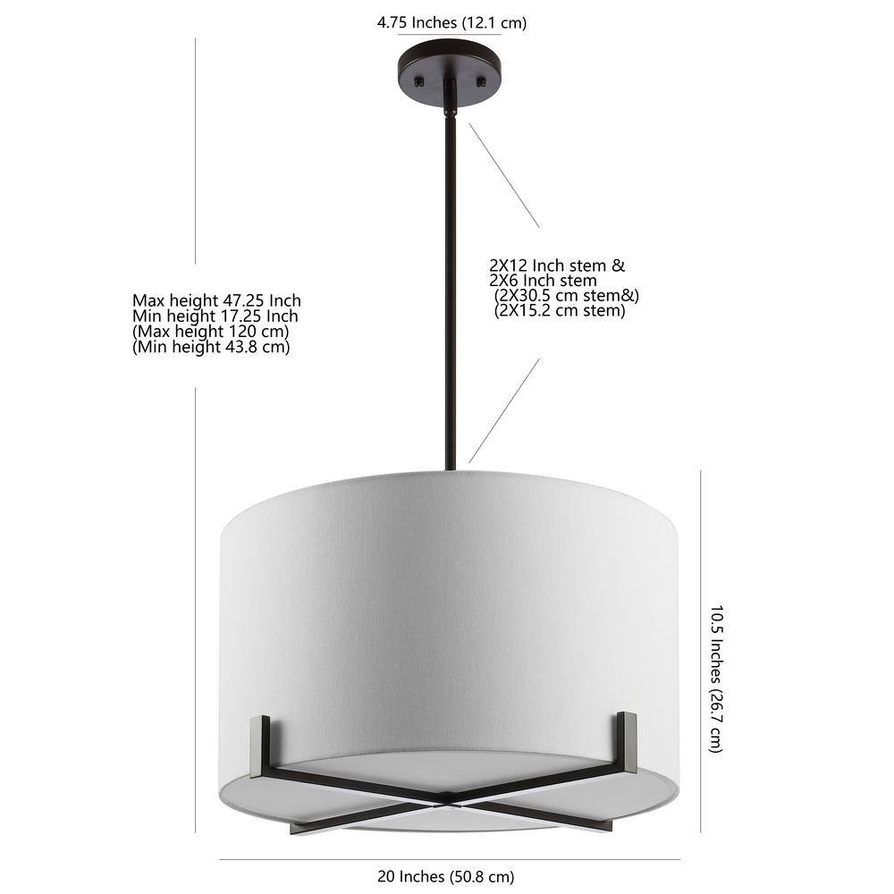 Bronze Crystal LED Drum Pendant with Off-White Shade