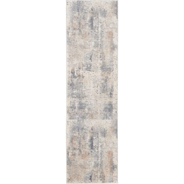 Rustic Textures Beige/Grey 2 ft. x 8 ft. Abstract Contemporary Kitchen Runner Area Rug