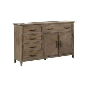 Brown and Brass 5-Drawer 63.98 in. W Dresser without Mirror