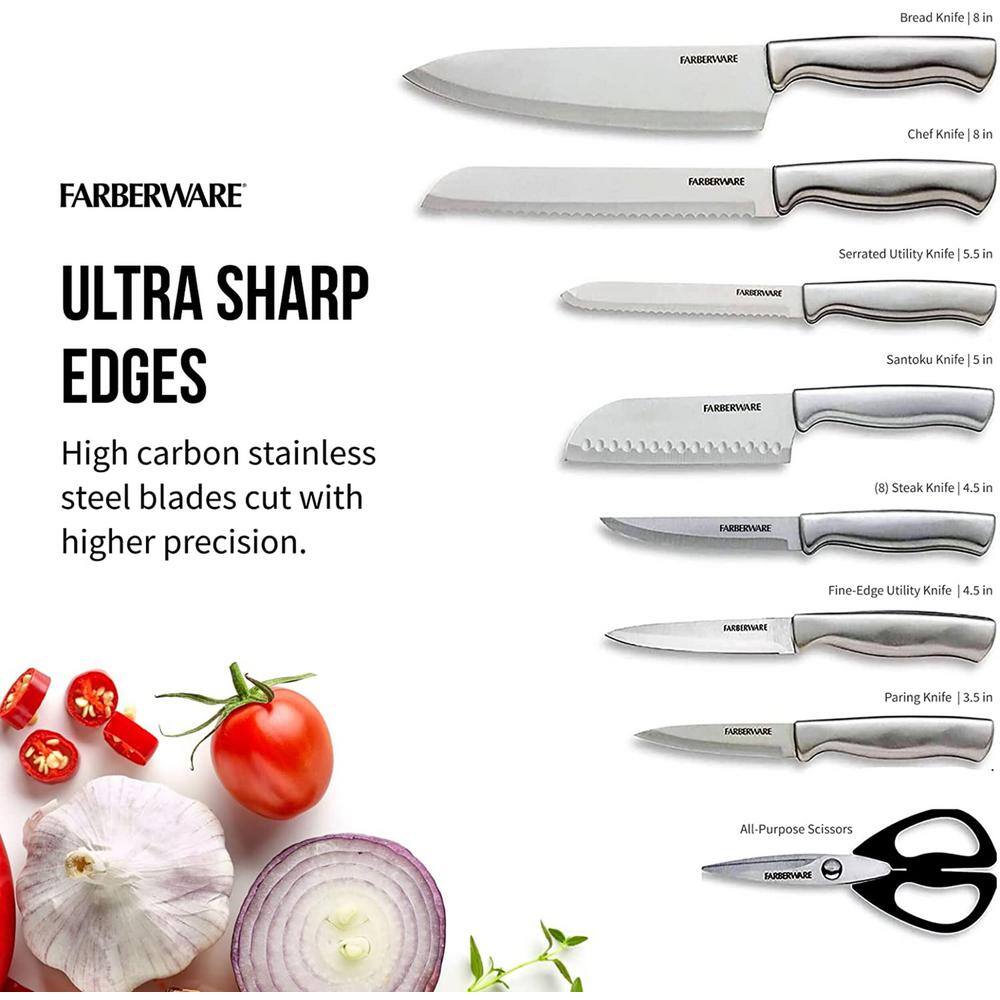 Farberware Farberware Edgekeeper 16-Piece Stainless Steel Knife Block Set with Built-In Sharpener