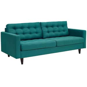 Empress 84.5 in. Teal Polyester 4-Seater Tuxedo Sofa with Square Arms
