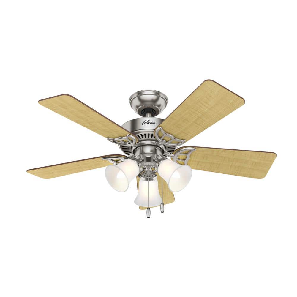 Brushed Nickel Ceiling Fan with Cherry and Maple Blades