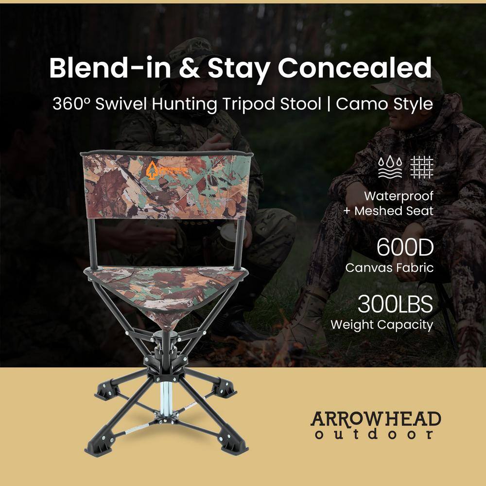 Camo 360° Swivel Tripod Hunting Chair with Steel Frame