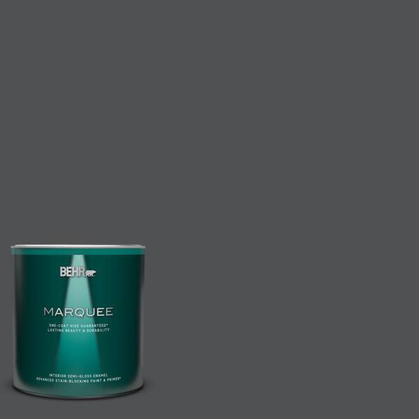 BEHR MARQUEE 1 qt. #PPU18-01 Cracked Pepper One-Coat Hide Semi-Gloss Enamel Interior Paint & Primer