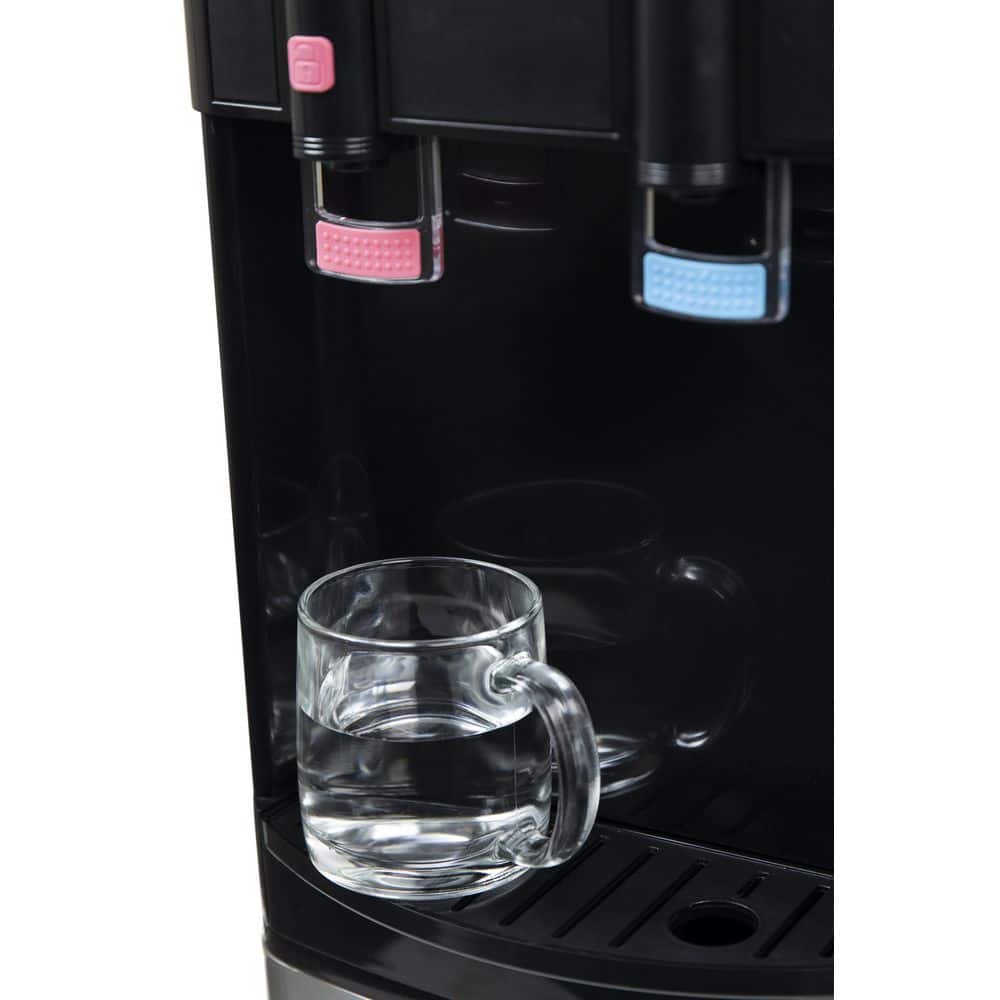 Black Freestanding Top Loading Hot and Cold Water Dispenser