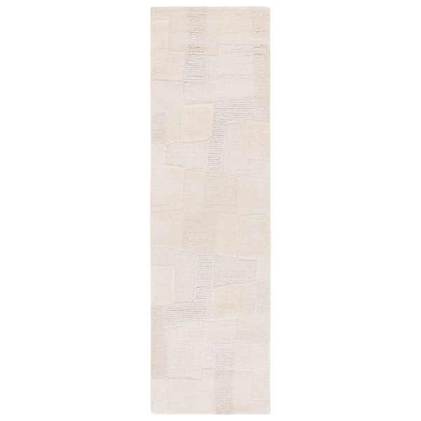 Manhattan 2 ft. x 8 ft. Ivory/Beige High-Low Geometric Runner Rug