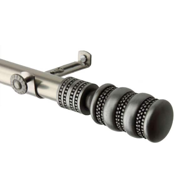 Rod Desyne 66 in. - 120 in. Telescoping Single Curtain Rod Kit in Satin Nickel with Dollop Finial