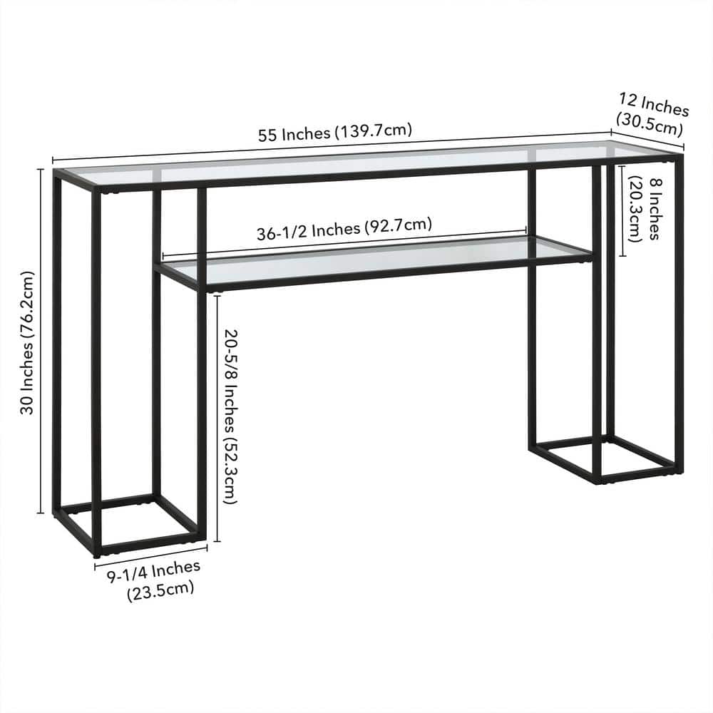 Marilyn Blackened Bronze 55" Wide Console Table with Glass Top