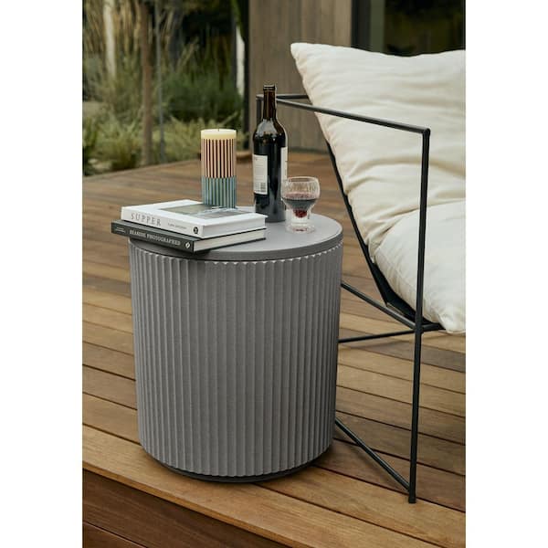 Veradek Round Grey Plastic 21 in. H Outdoor Cooler Side table