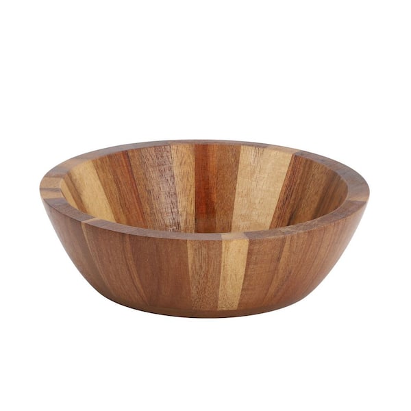 32 fl. oz. 4 Piece Brown Acacia Wood 7 in. Bowl Set