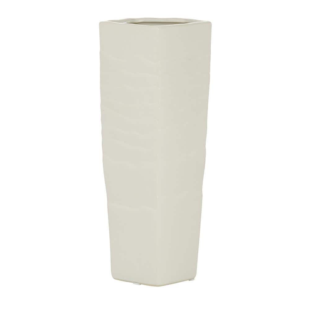 Elegant White Ceramic Decorative Vase 12.7" Tall