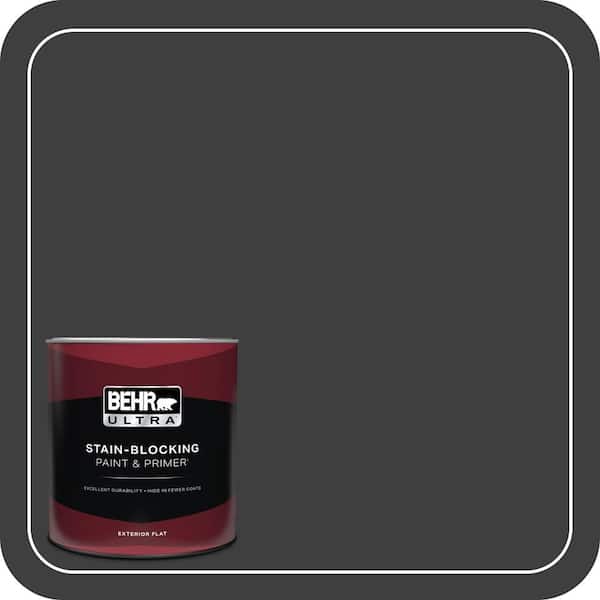 BEHR ULTRA 1 qt. Black Flat Exterior Paint & Primer