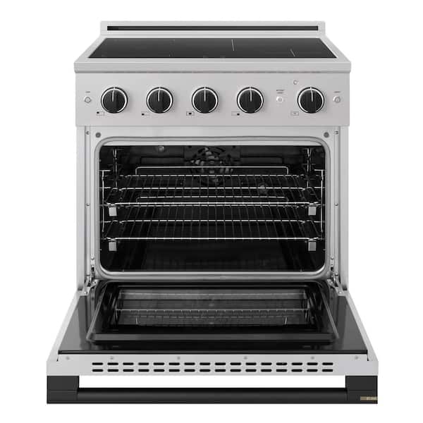 Autograph 30 in. 4.2 cu. ft. Marino Induction Range 4 Burner Elements and Convection Oven in Stainless with Matte Black