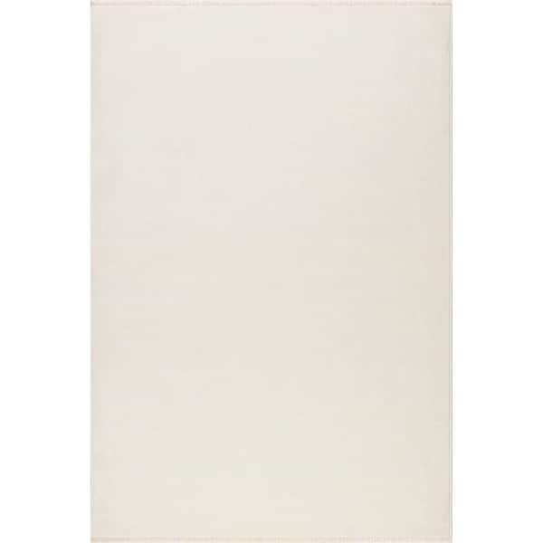 Raya Contemporary Solid Area Rug Cream 9 ft. x 12 ft. Area Rug