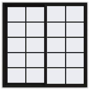 60 in. x 60 in. V-4500 Series Black FiniShield Vinyl Left-Handed Sliding Window with Colonial Grids/Grilles
