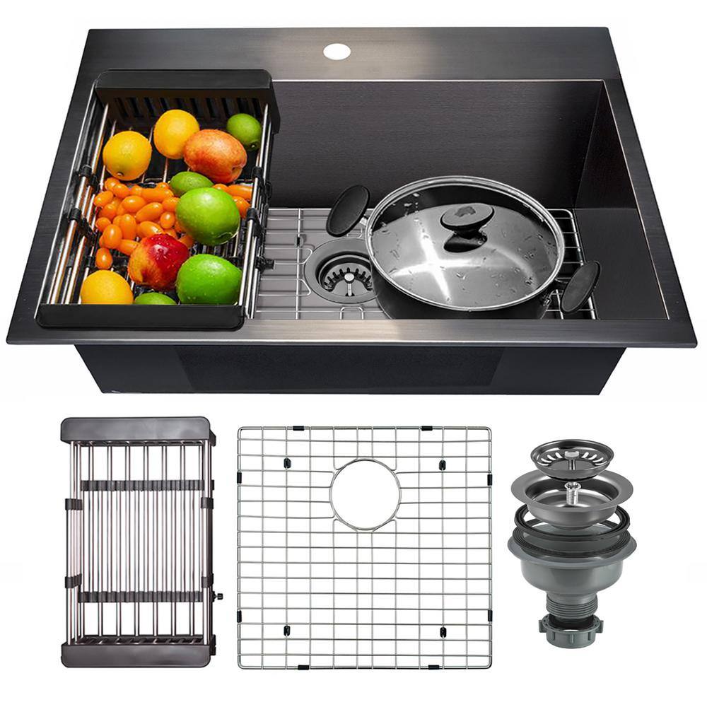 Gunmetal Matte Black Stainless Steel Single Bowl Kitchen Sink