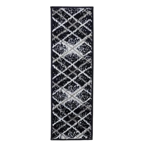 SUSSEXHOME Modern Collection Navy 9 in. x 28 in. Polypropylene Stair Tread Cover (Set of 13)