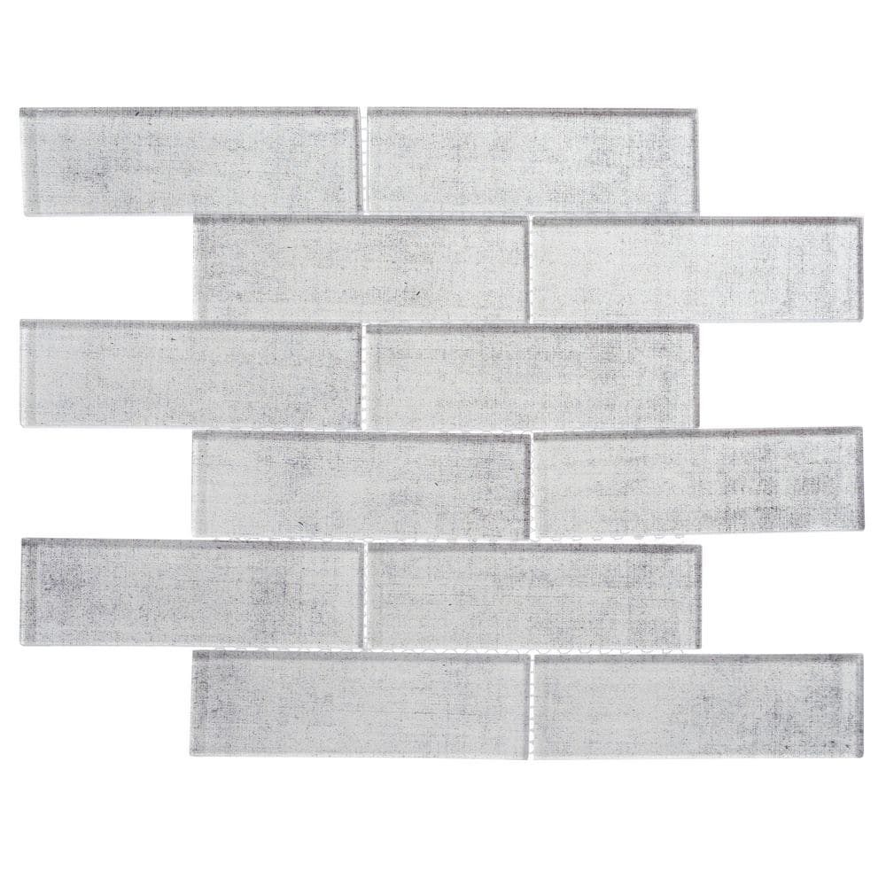 Migdal Vienna Gray 5 in. x 6.5 in. Smooth Glass Mosaic Wall Tile Sample