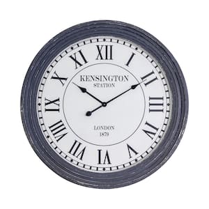 Kensington Station Distressed Grey Ribbed Wall Clock