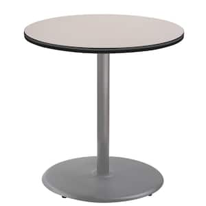 36 in. Round CT Series Gray Laminate Composite Wood Core Top, Grey Steel Column Dining Table, 36 in. Height (Seats 4)