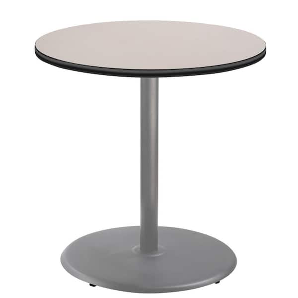 National Public Seating 36 in. Round CT Series Gray Laminate Composite Wood Core Top, Grey Steel Column Dining Table, 36 in. Height (Seats 4)