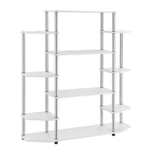 52.5 in. White Metal 10-shelf Etagere Bookcase with Open Back