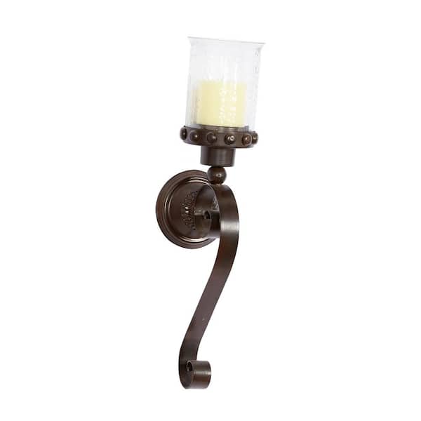 Litton Lane Brown Metal Traditional Candle Wall Sconce 69590 - Silver Candle Wall Lights