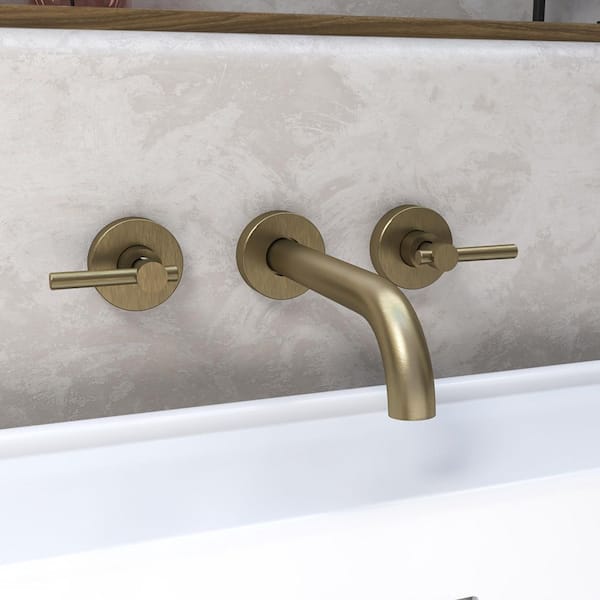 Nile Double-Handle Wall Mounted Roman Tub Faucet in Brass