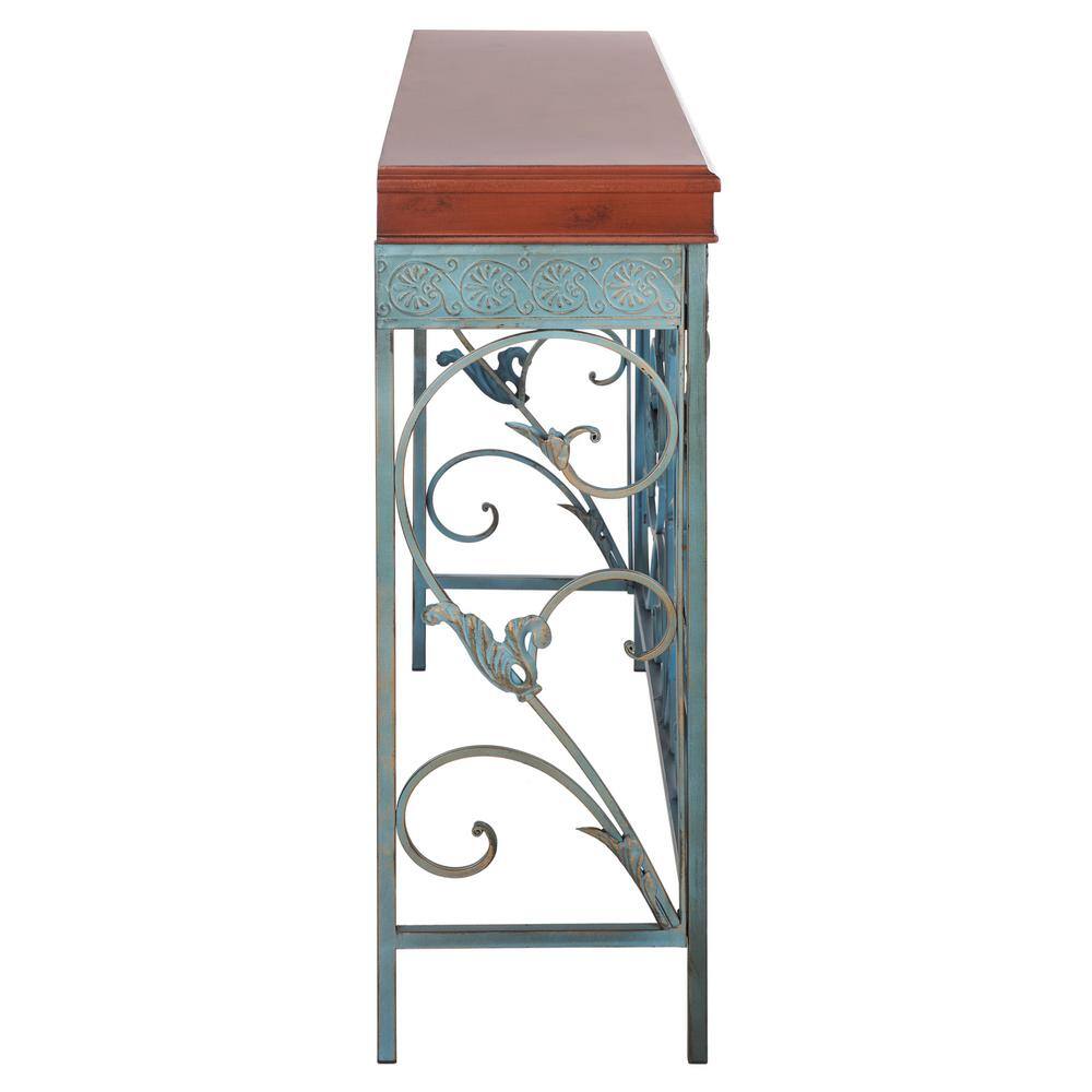 Cynthia Brown Wood and Metal Hallway Table with Storage
