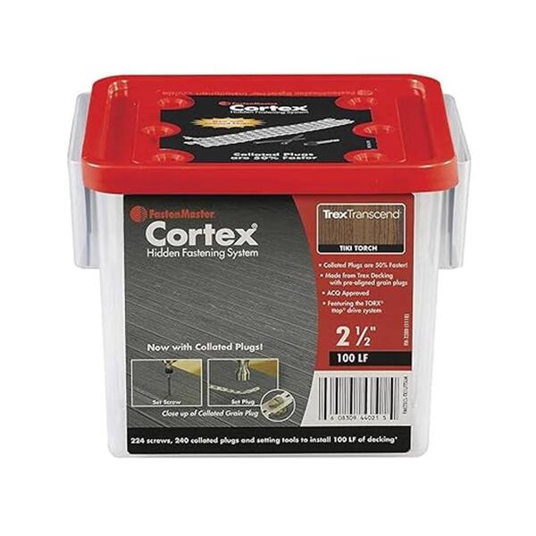 Cortex #3 x 2-1/2" Deck Screws w/Collated Plugs & Bits TORX ttap Type 17-Tiki Torch (224 Screws, 240 Plugs, 2 Bits)