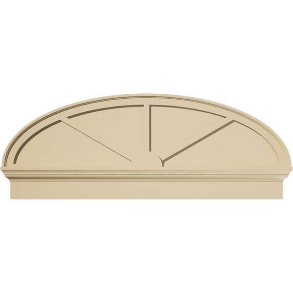 Ekena Millwork 50-in. W x 19-3/8-in. H x 2-3/4-in. P Elliptical 3 Spoke Signature Urethane Combination Pediment, Primed Tan