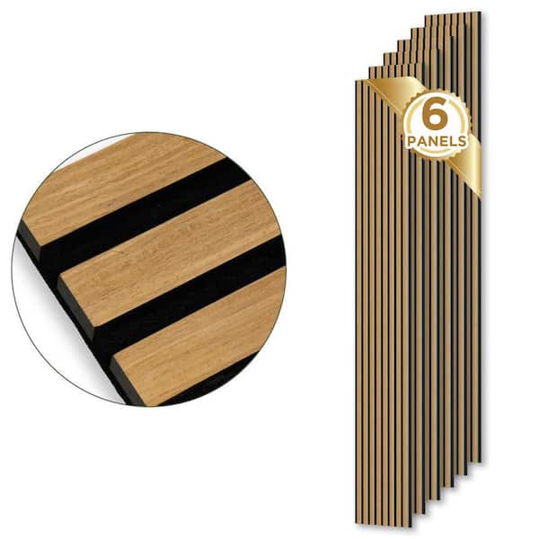 0.83 in. x 0.66 ft . x 7.84 ft. American Oakfinished MDF Acoustic/Sound Absorb Wood Slat Decorative Wall Paneling 6Piece
