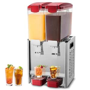 Commercial Beverage Dispenser, 2 Tanks 10 L/10.6 qt. Per Tank Juice Dispenser, 260-Watt Stainless Steel Ice Tea Drink