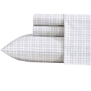 Malor Plaid 3-Piece Sea Wheat/Navy 100% Cotton Twin Sheet Set