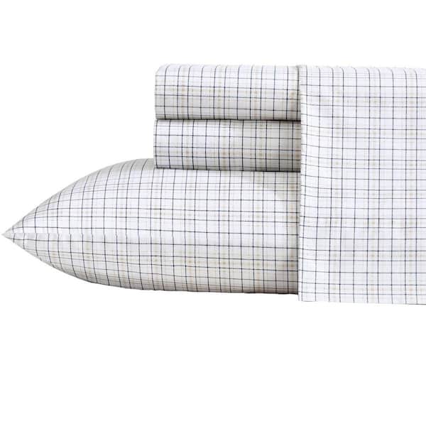 Nautica Malor Plaid 3-Piece Sea Wheat/Navy 100% Cotton Twin XL Sheet Set