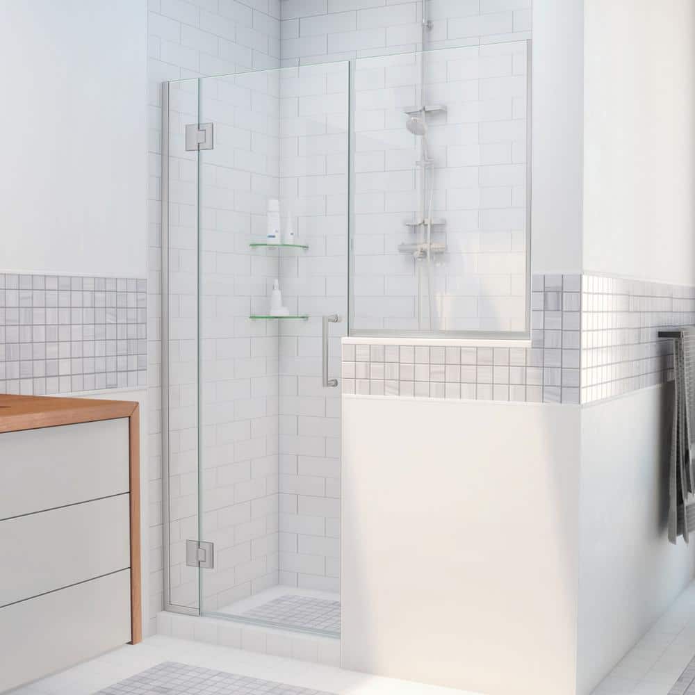 Unidoor-X 68 to 68.5 in. x 72 in. Frameless Hinged Shower Door in Brushed Nickel price history on PriceWatchPro