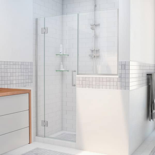 DreamLine Unidoor-X 69 to 69.5 in. x 72 in. Frameless Hinged Shower Door in Brushed Nickel