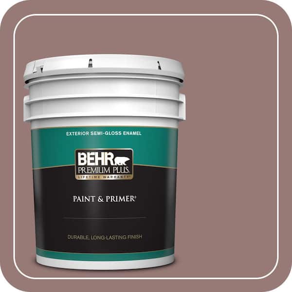 BEHR PREMIUM PLUS 5 gal. #130F-5 Mushroom Basket Semi-Gloss Enamel Exterior Paint & Primer