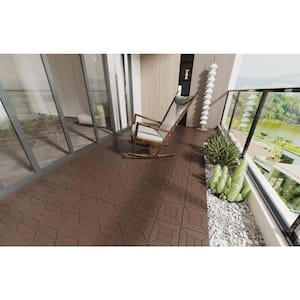 12 in.x 12 in.Plastic Brown color interlocking deck tiles, Outdoor Patio/pool/Backyard/Porch All-Weather Floor(44-Pack)