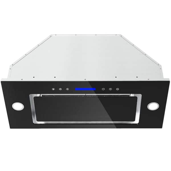 36 in. 900 CFM Convertible Insert Range Hood with Low Noise, Long-term Warranty, 4-Speed Control, Lights in Black Glass