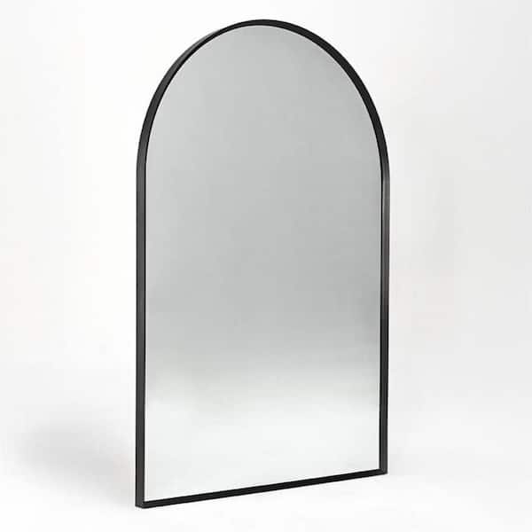 Zeus & Ruta 24 in. W x 36 in. H Arch Aluminum Alloy Framed Wall Bathroom Vanity Mirror in Black