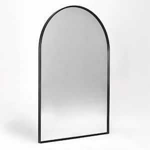 24 in. W x 36 in. H Arch Aluminum Alloy Framed Wall Bathroom Vanity Mirror in Black