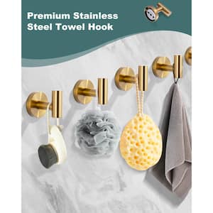 Round shape Knob Robe/Towel Hook in Brushed Gold 6-Pieces