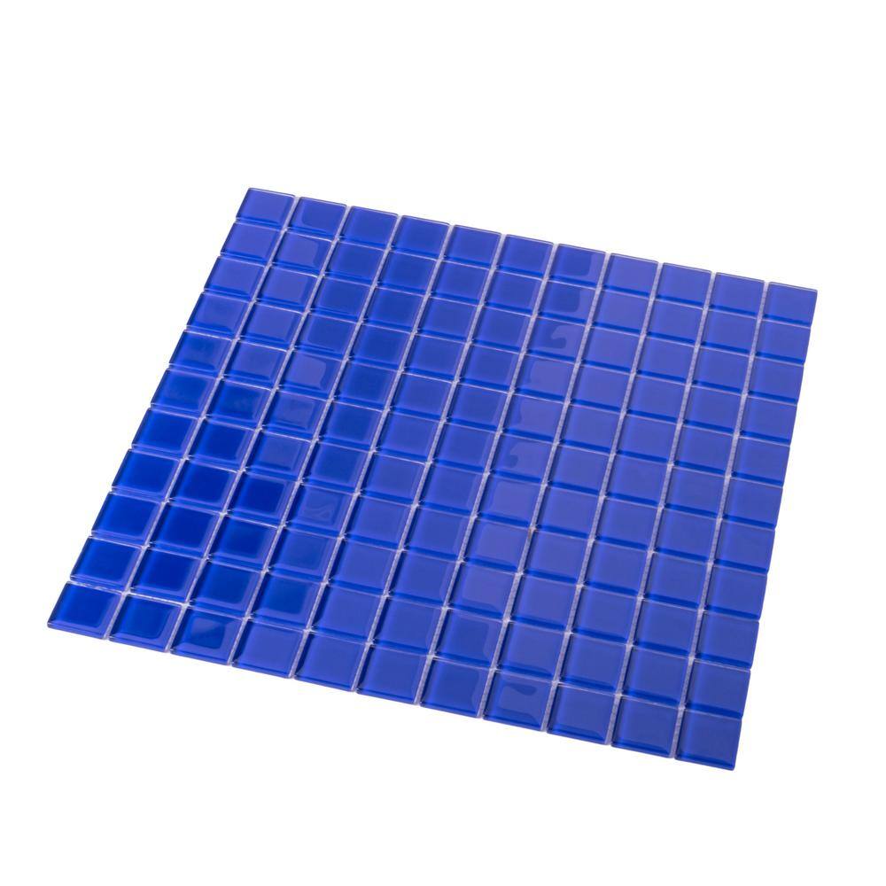 Cobalt Blue Polished Glass Mosaic Tile Sheet
